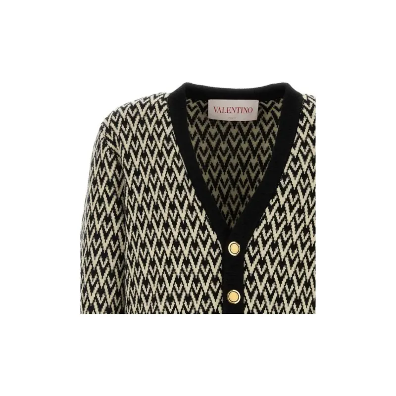 Valentino Toute La V Patterned Straight Hem Cardigan-4