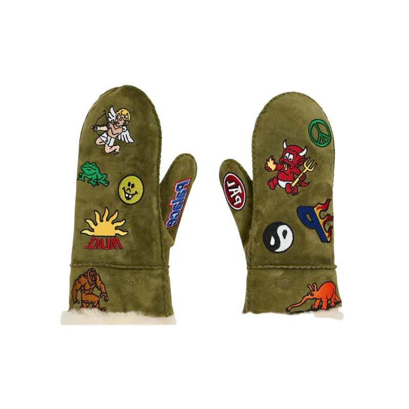 PALACE Sheepskin Knit Gloves Unisex Green-1