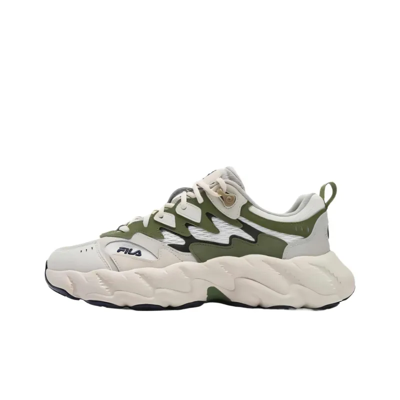 FILA Fern2 Fern Sneakers 2 Slip Resistant Low Top Chunky Sneakers Men's White Cotton Candy Cypress Green-0