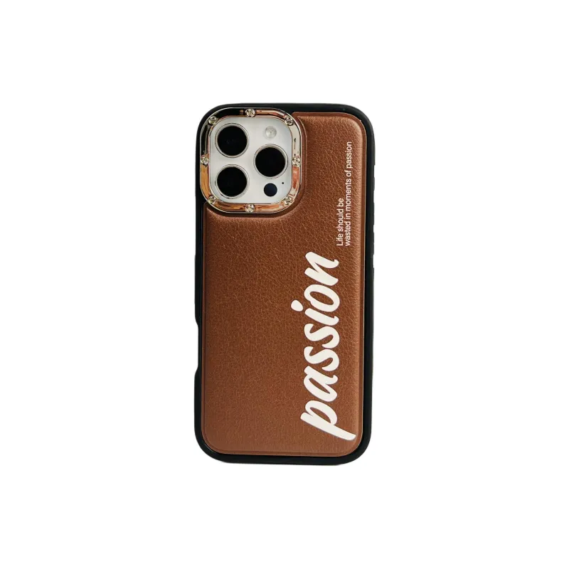 Wei Xin Leather Material Leather Landscape English Phone Cases Compatible With IPhone 16/15 Pro Max/Apple 13/14 Pro/Max-12