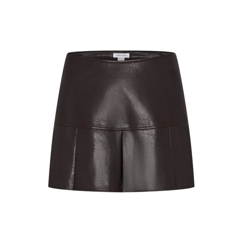 URBAN REVIVO Casual Short Skirts Women's Dark Red Brown-1