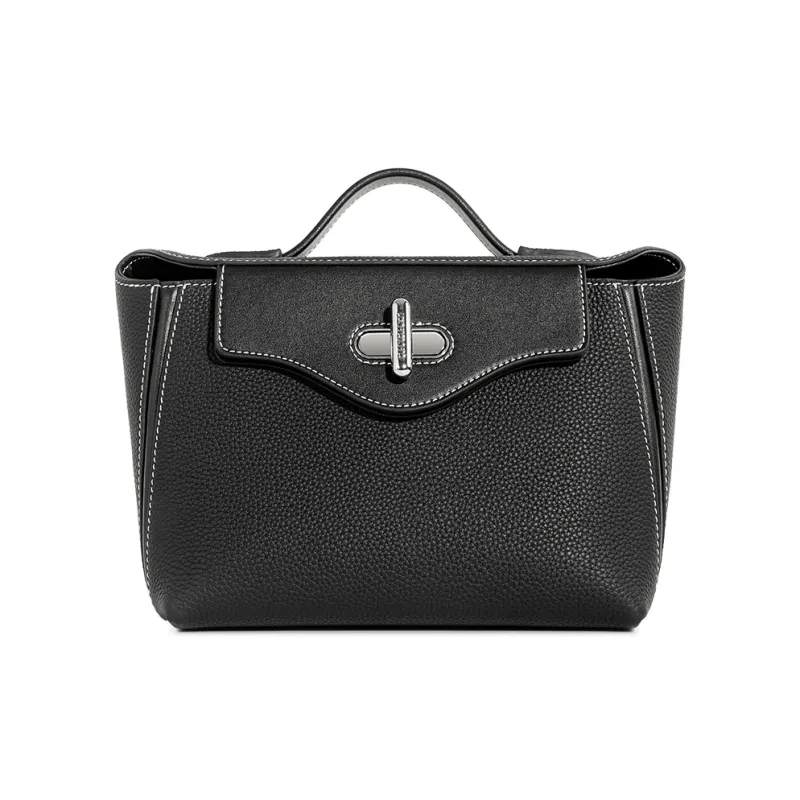 Cthulhu Top Grain Cow Leather Shoulder Bag Crossbody Bag Handbags Medium Size Women's Brown/Black-8