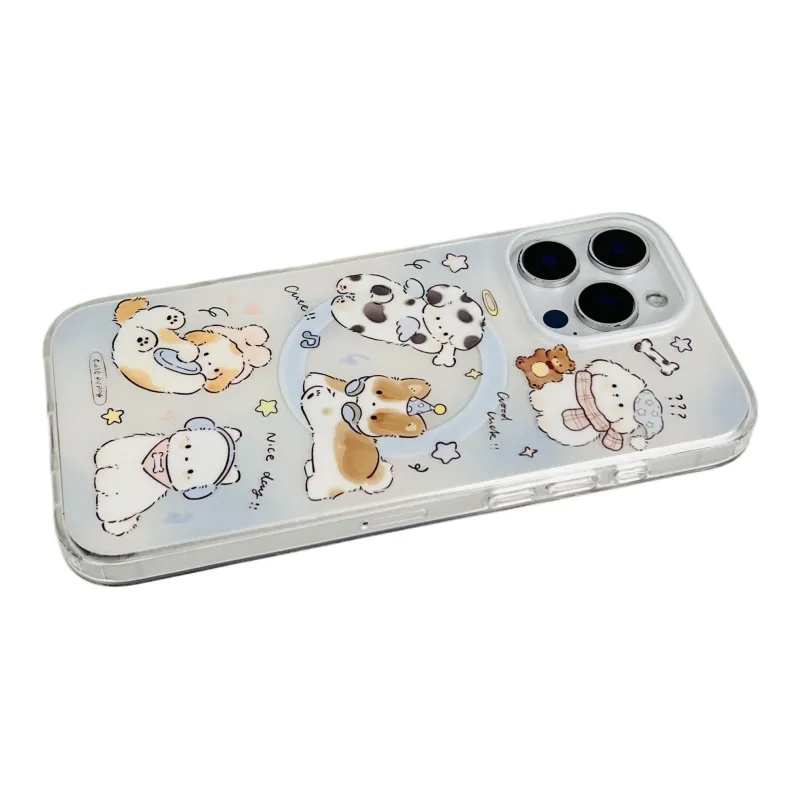 Wei Xin Acrylic Material Magnetic Kitten Dog Stand Phone Cases Compatible With IPhone 16/15 Pro Max/Apple 13/14 Pro/Max-15