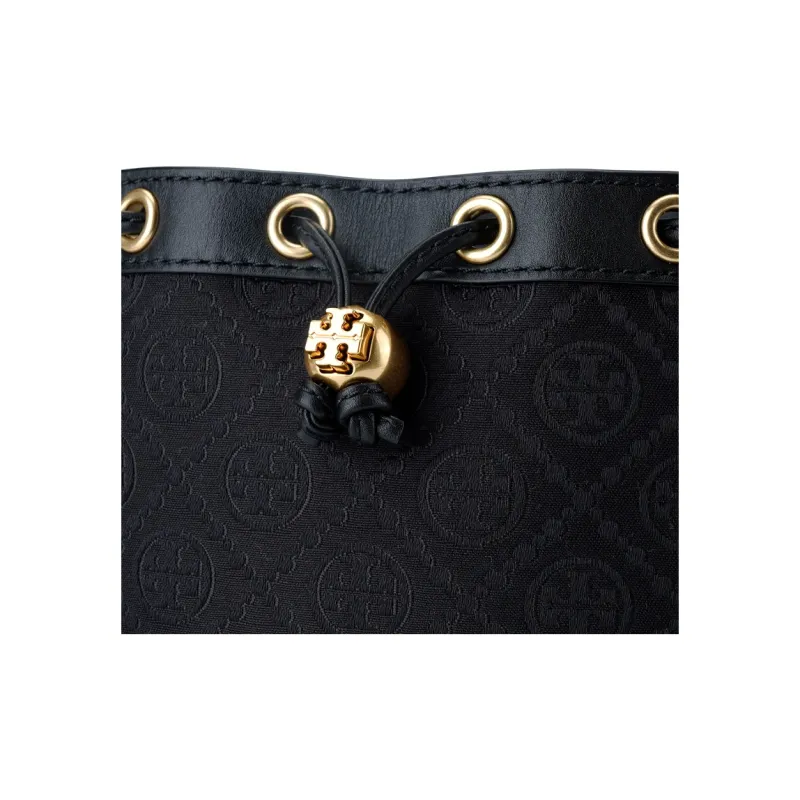 TORY BURCH T Monogram Bucket Bag Black-4