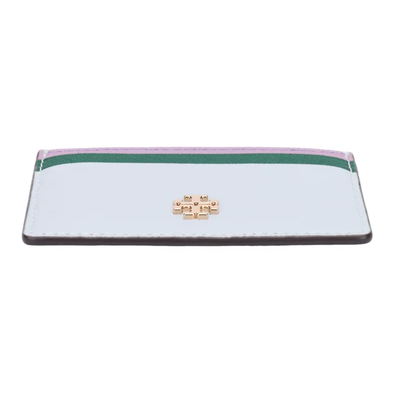 TORY BURCH Emerson Saffiano Leather Card Holder Women's White, Pink, Green, Multicolor-3