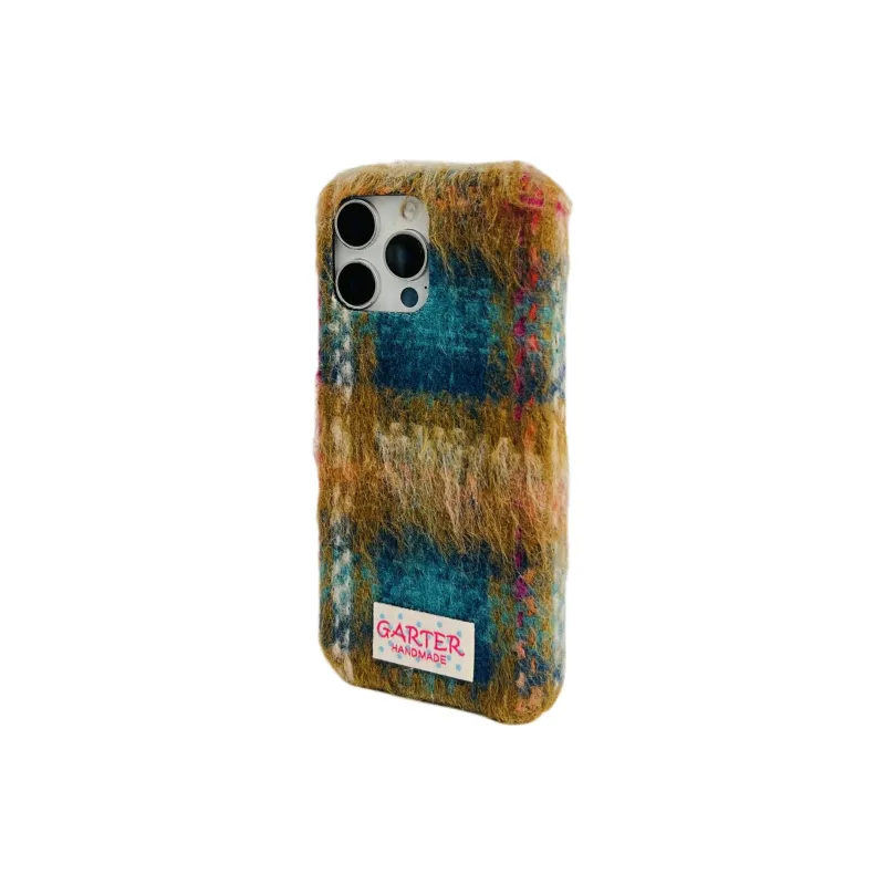 Wei Xin Plush Material Flannelette Plaid Lanyard Phone Cases Compatible With IPhone 16/15 Pro Max/Apple 13/14 Pro/Max-26