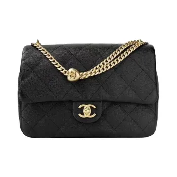 CHANEL Shiny Lambskin Crossbody Bag Shoulder Bag Women's Black