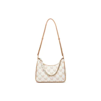 SEPTWOLVES Artificial Leather Crescent Bag Crossbody Bag Women's Ecru/Light Brown