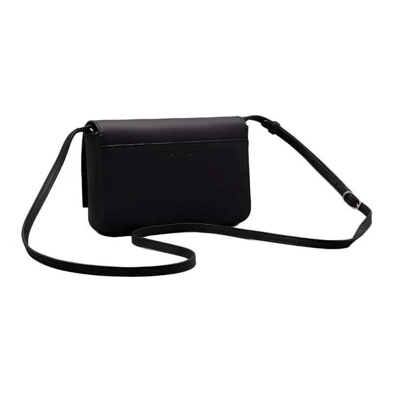 CALVIN KLEIN Smooth Artificial Leather Bonded Polyurethane Shoulder Bag Crossbody Bag Women's Black-1
