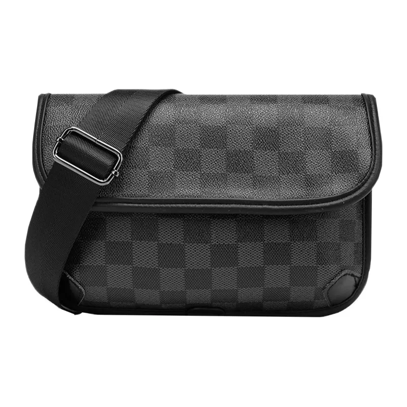 KONADCT PU Shoulder Bag, Crossbody Bag Regular Unisex Khaki/Checkered Black/Monogram/Gray/Woven Black-13