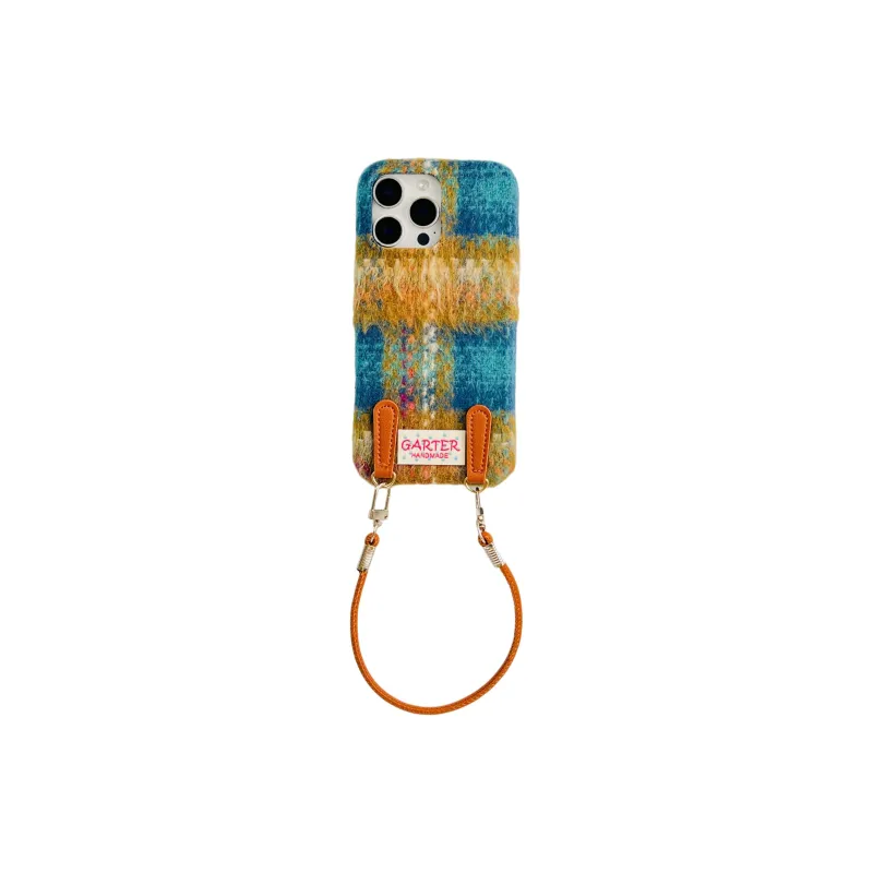 Wei Xin Plush Material Flannelette Plaid Lanyard Phone Cases Compatible With IPhone 16/15 Pro Max/Apple 13/14 Pro/Max-22