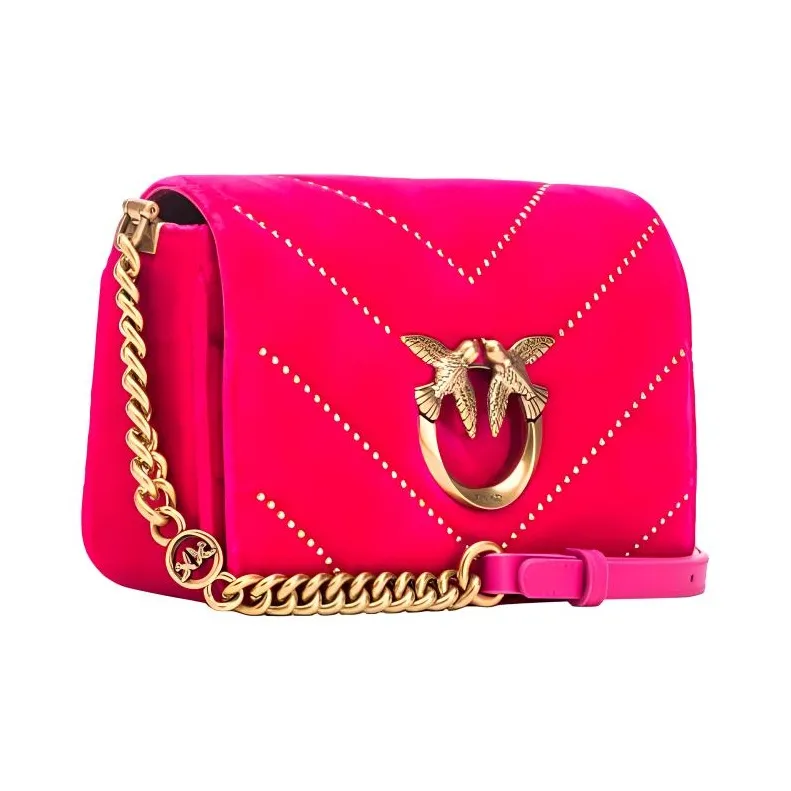 PINKO Velvet One Shoulder Crossbody Clutches Mini Women's Magenta-1