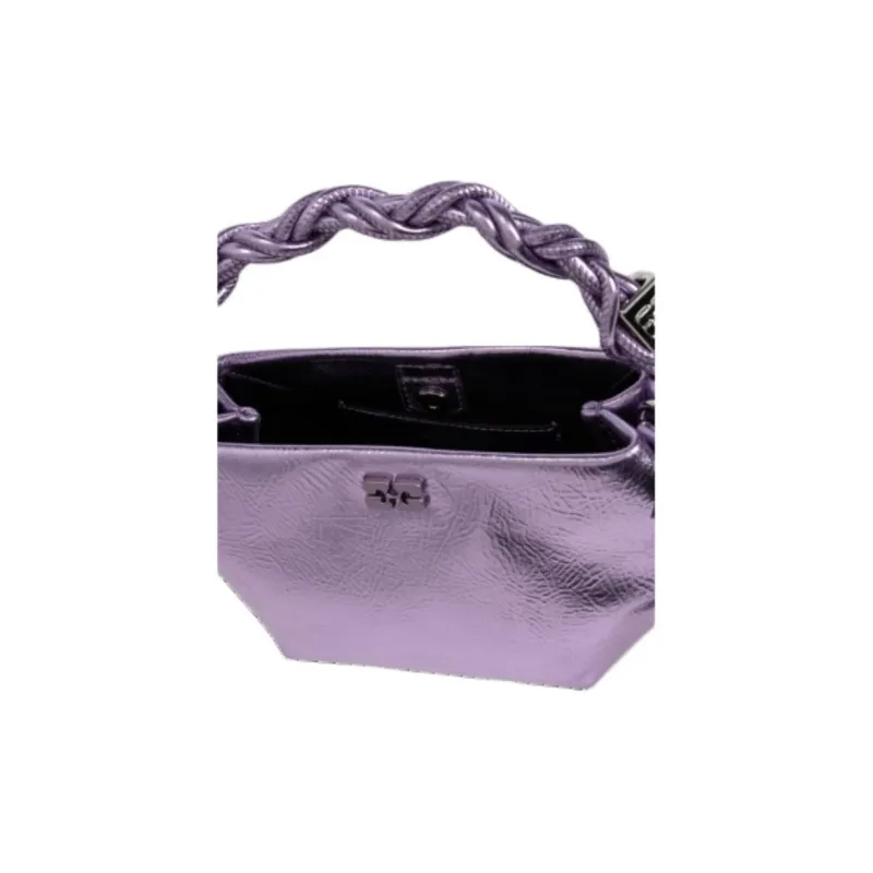 GANNI Leather Shoulder Bag Crossbody Bag Handbag Women's Purple-4
