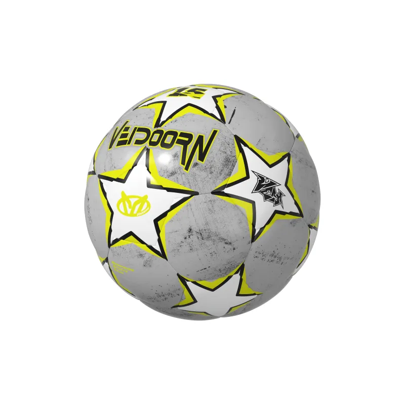 VEIDOORN Size 5 Soccer PVC Machine Stitched Soccer Ball Unisex White Yellow-2