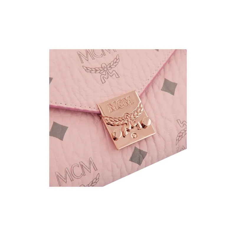 MCM Patricia Visetos Artificial Leather Wallet Small Size Women's Pink-4