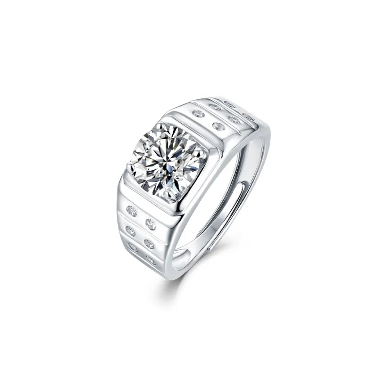 JINLIUFUJIXIANG Moissanite Collection S925 Silver Rings Men's-0