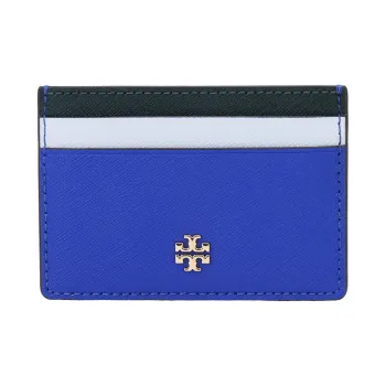 TORY BURCH Leather Card Holder Unisex Forest Green Sky Blue Klein Blue Multicolor