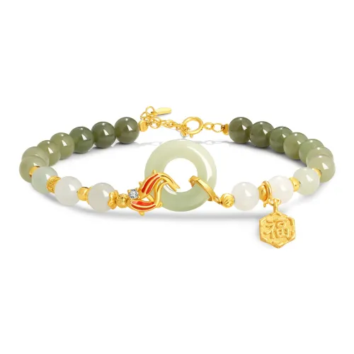 Lao Feng Xiang Hetian Jade Bracelets White Jade/Pale Greenish White Jade Women's
