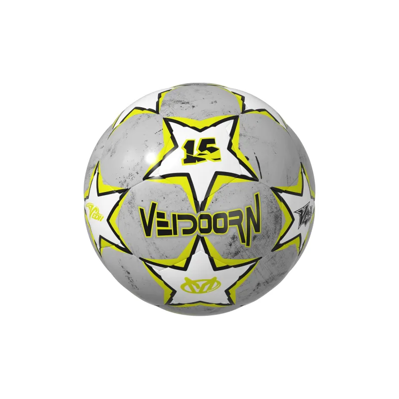VEIDOORN Size 5 Soccer PVC Machine Stitched Soccer Ball Unisex White Yellow-1