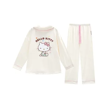 GUKOO x Sanrio Hello Kitty Pajama Set Women's Pearl White