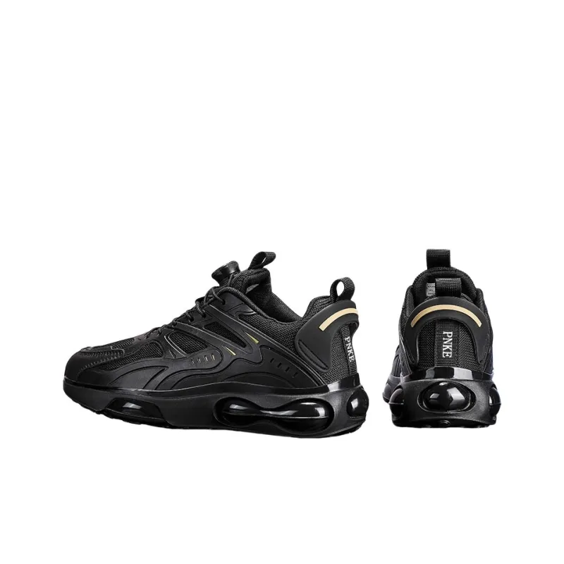 PNKE Anti Slip And Wear Resistant Height Increasing Low Top Casual Shoes Men's Black Gold-2
