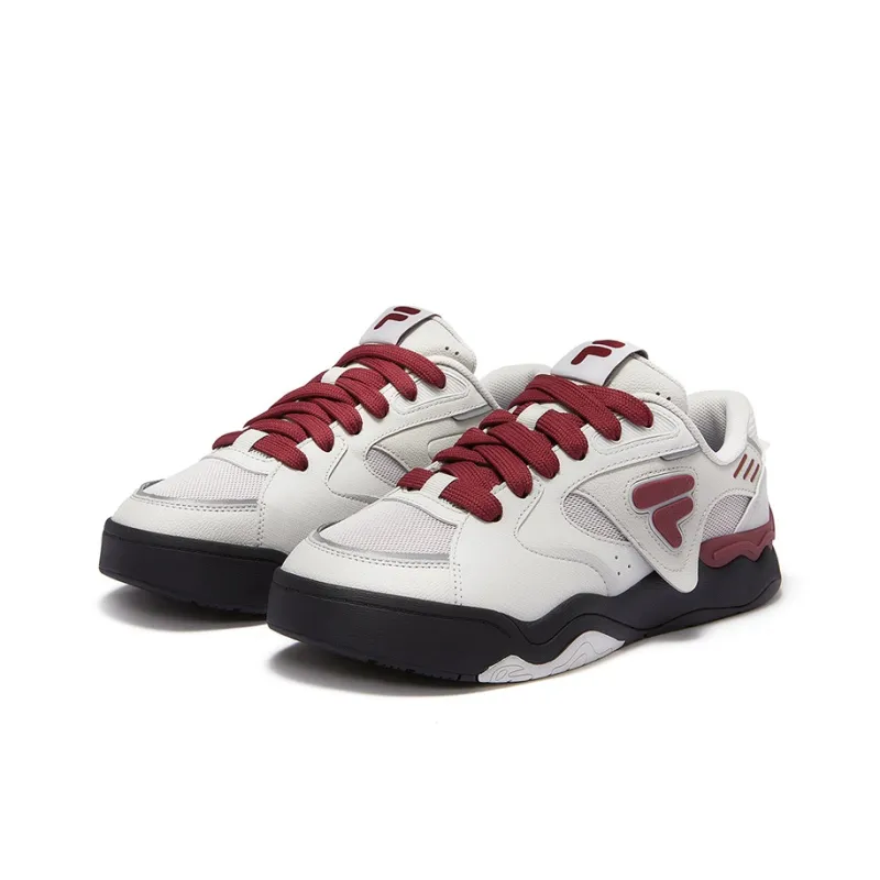 FILA FUSION KICK II Slip Resistant Low Top Skateboard Shoes Men's Antarctic Gray Cordova Red-1