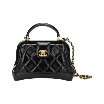 CHANEL Polished Lambskin Handbag Shoulder Bag Crossbody Bag Mini Unisex Black