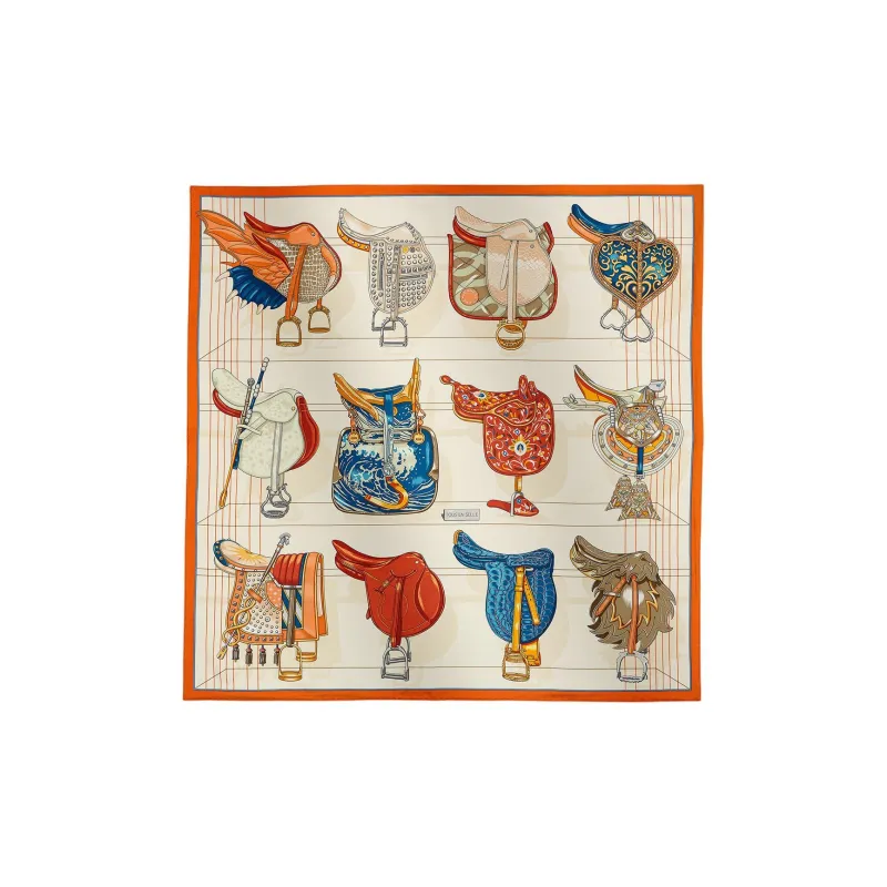 HERMES 2010s Carres 90 Tous En Selle Scarf-0