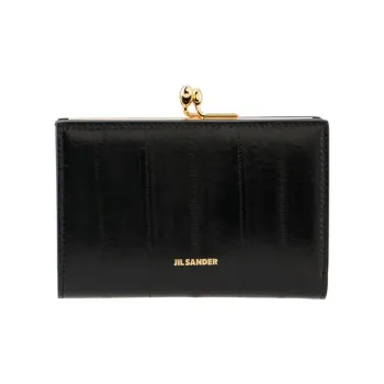 JIL SANDER Goji Eel Skin Wallet Trumpets Women's Black