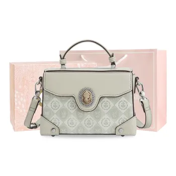 MISS GAIL Artificial Leather One Shoulder Handbag Crossbody Bag Medium Size Women's Gray/Light Green