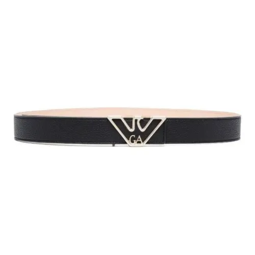 EMPORIO ARMANI Calfskin Hardware Accessories Leather Belts Women's Black Width  3cm