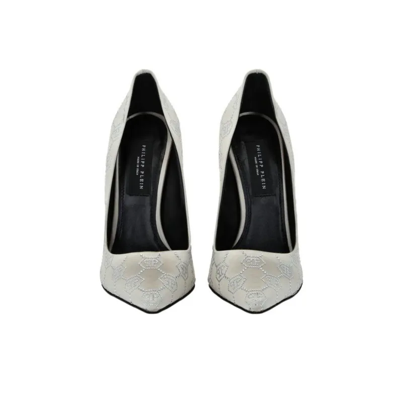 PHILIPP PLEIN Decollete Monogram Strass Slim Heel High Heels 12cm Women's Silver-5