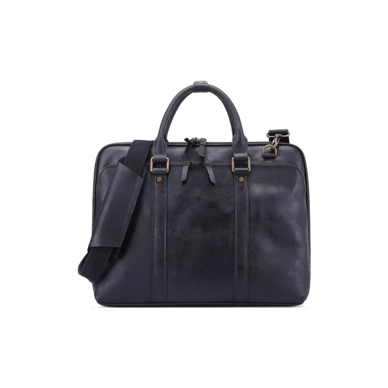 DOSRFINI Cow Leather Briefcase Shoulder Bag Crossbody Bag Handbag Regular Men's Deep Oil Gloss/Black Oil Gloss-6