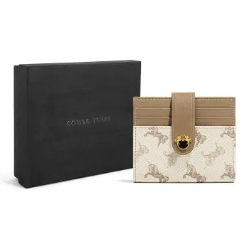 COWEC YCAKI Cow Leather Patchwork With Fabric Card Holder Mini Women's Multicolor