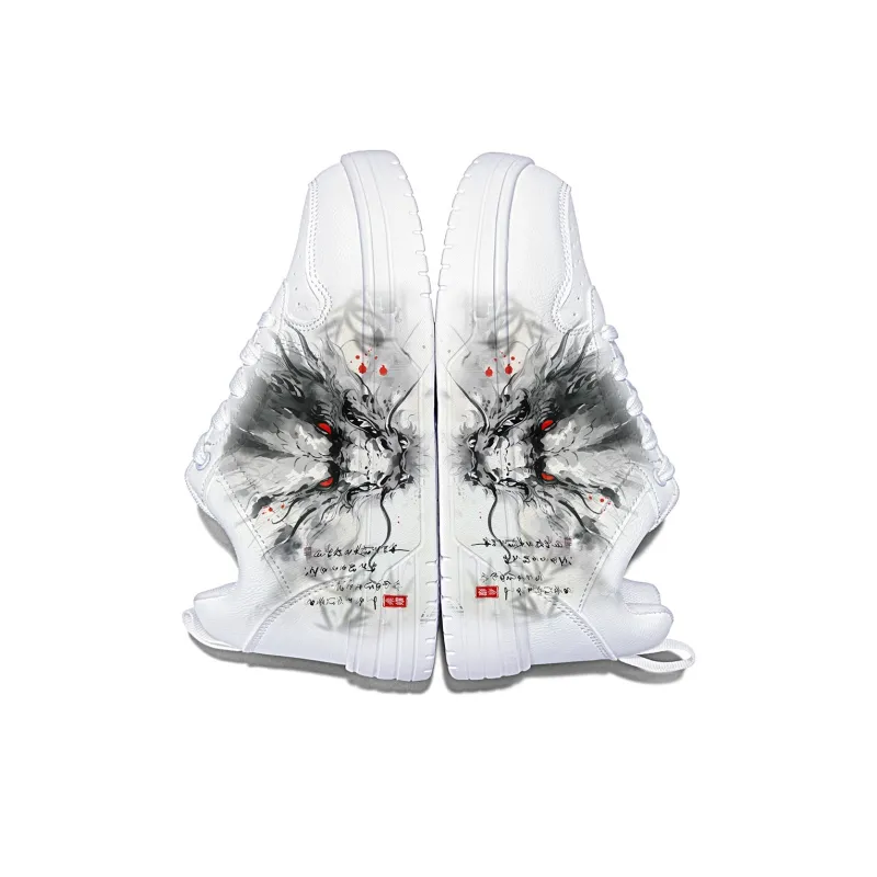 Cold Cicadas Yesterday Anti Slip Wear Resistant Lightweight Breathable Low Top Skateboard Shoes Unisex White-4