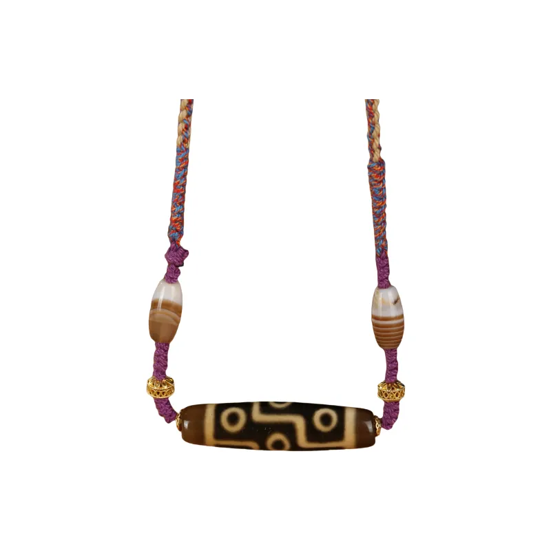 JIUCHAOGUZHU Agate Necklaces Unisex-0
