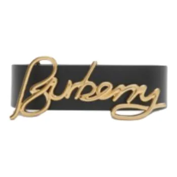 Burberry Calfskin Gold Plated Leather Leather Belts Unisex Black Width  3CM