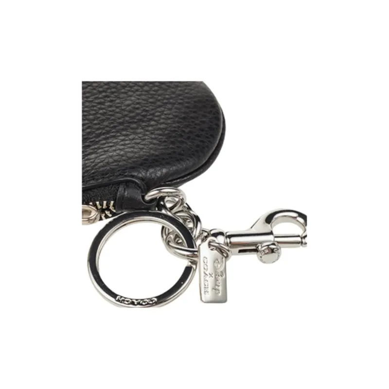COACH Leather Coin Purse Mini Women's Black-5