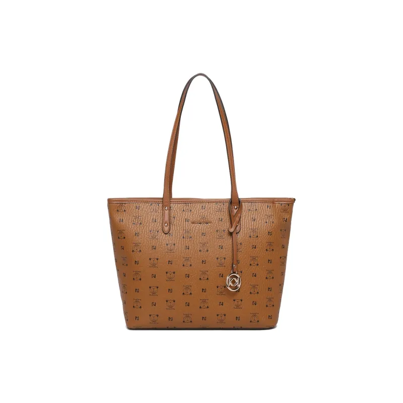 Vigno Synthetic Leather Tote Bag Shopping Bag Shoulder Bag Regular Women's Ecru/Brown-7