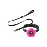 [Barbie Pink]Floral Plush Accessories & Obsidian Black Collar & Leash
