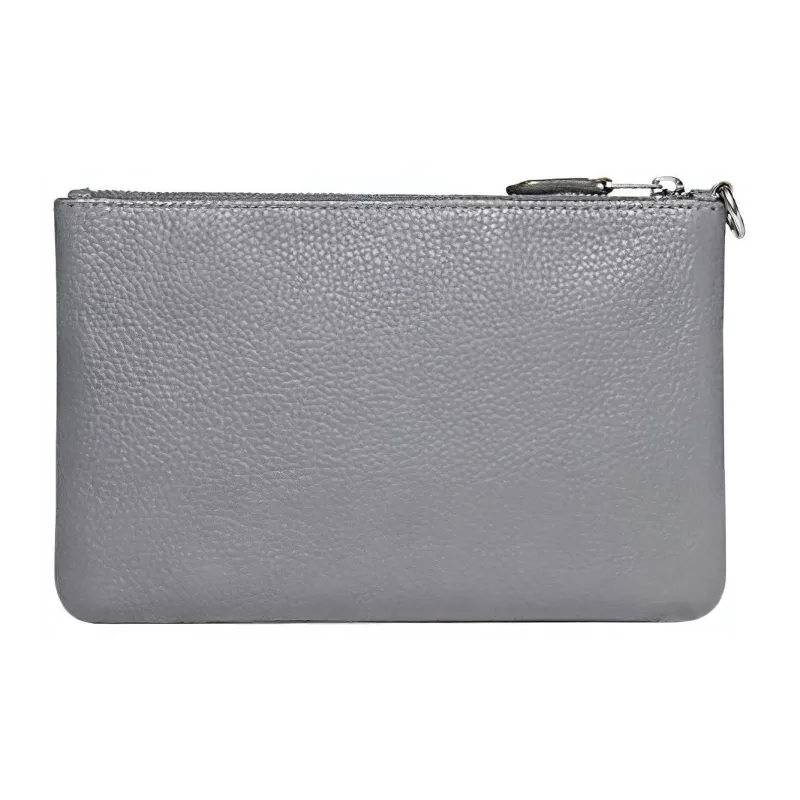 COACH Wristlet Leather Clutch Wrist Bag Small Size Women's Gray-1