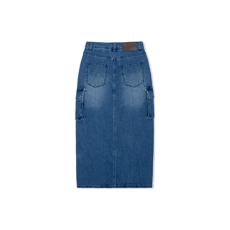 MLB New York Yankees Denim Long Skirts Women's Indigo-1