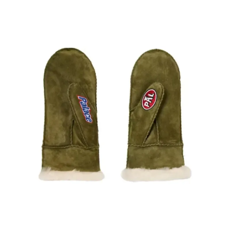 PALACE Sheepskin Knit Gloves Unisex Green-2