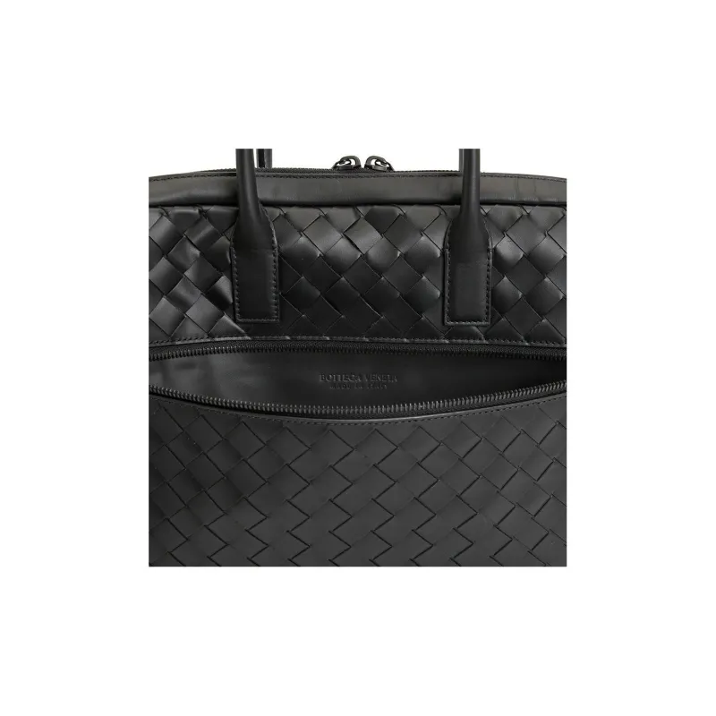 Bottega Veneta Cow Leather Portable One Shoulder Briefcase Men's Black-6