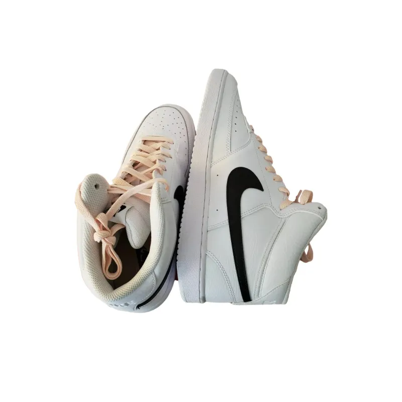 Nike Court Vision Anti Slip Wear Resistant Mid Top Skateboard Shoes Women's White-1