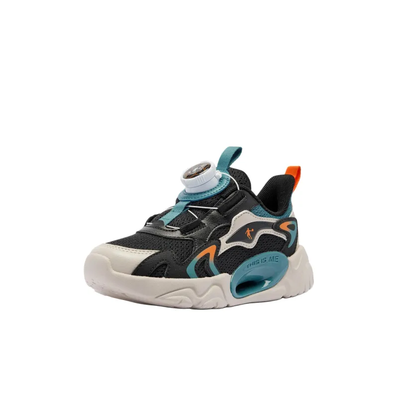 QIAODAN Anti Slip Wear Resistant Low Top Kids Lifestyle Shoes Black/Shadow Puppet Green Children Aged 3 7 Years Old-1