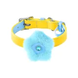[Sky Blue]Floral Plush Accessories & Amber Yellow Necklace