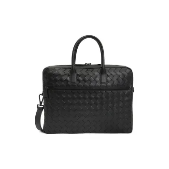 Bottega Veneta Cow Leather Portable One Shoulder Briefcase Men's Black