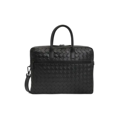 Bottega Veneta Cow Leather Portable One Shoulder Briefcase Men's Black