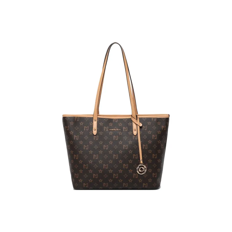 Vigno Synthetic Leather Tote Bag Shopping Bag Shoulder Bag Regular Women's Ecru/Brown-15